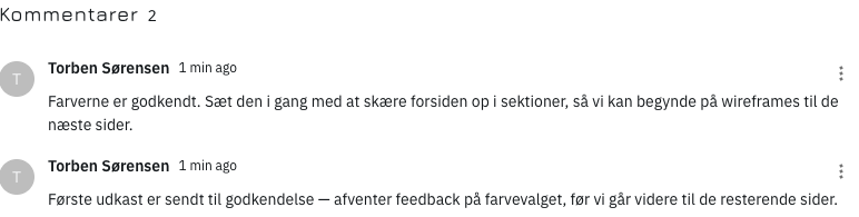 Kommentartråd på en opgave i OpenTIME